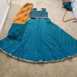 Ethnic Indian wear Navratri Laheriya and Bandhni print Chaniya Choli.